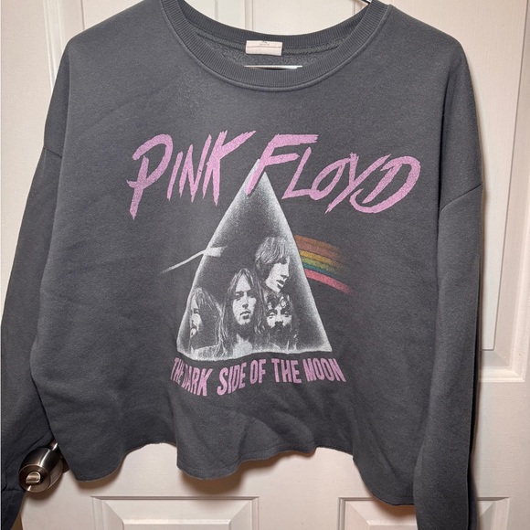 Pink Floyd Sweaters - Cropped Pink Floyd Charcoal Oversized Sweatshirt